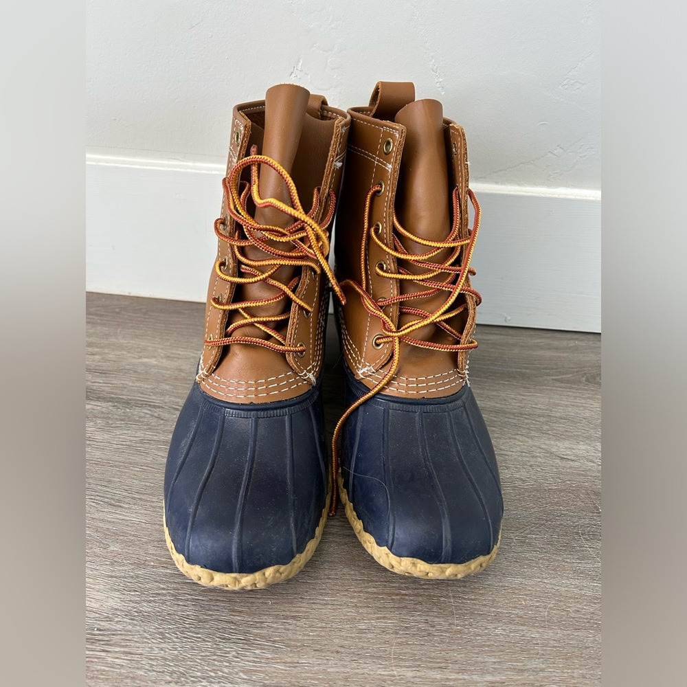L.L. Bean Brown and Navy Duck Boots